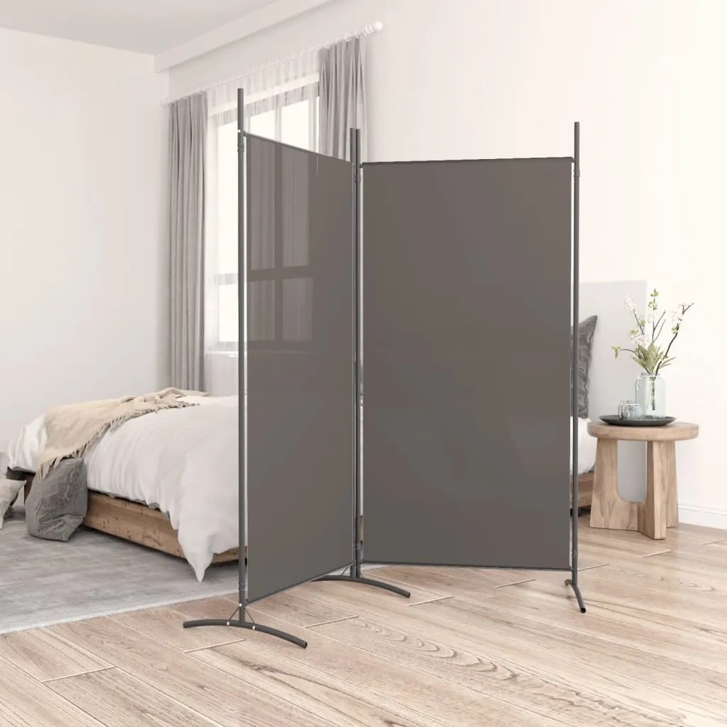 vidaXL Divisória/biombo com 2 painéis 175x180 cm tecido antracite