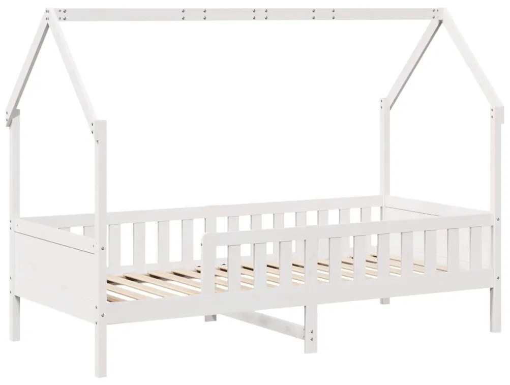 Cama infantil formato de casa 90x200 cm pinho maciço branco