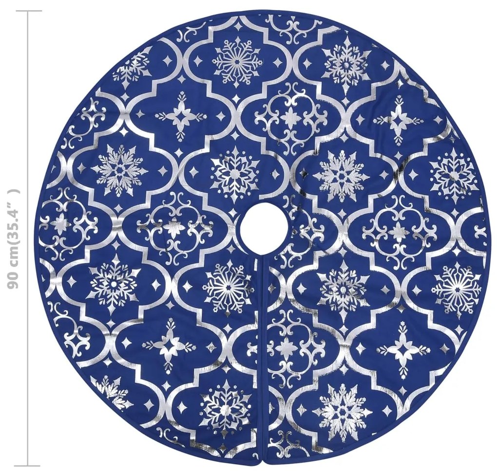 Saia de árvore de Natal luxuosa 90 cm com meia tecido azul