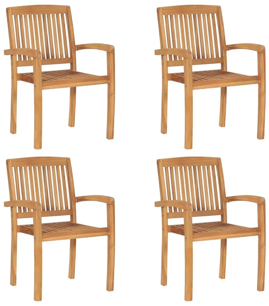 Cadeiras de jardim empiháveis c/ almofadões 4 pcs teca maciça