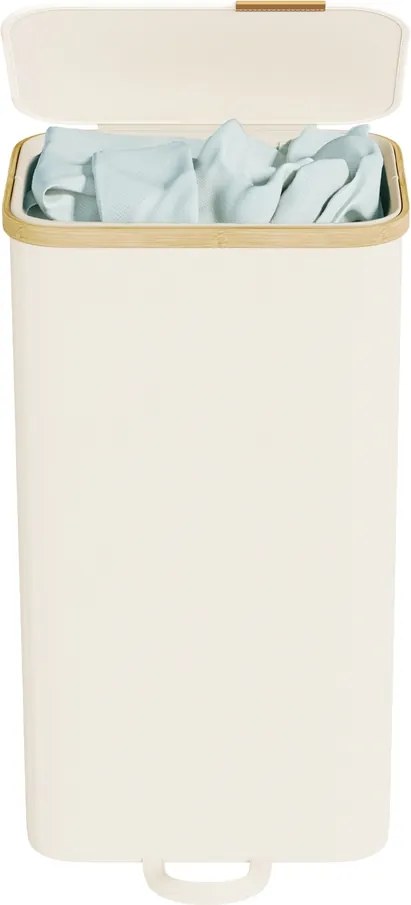 Cesto de roupa suja com tampa, 100L,  42 x 32 x 75 cm Branco Creme