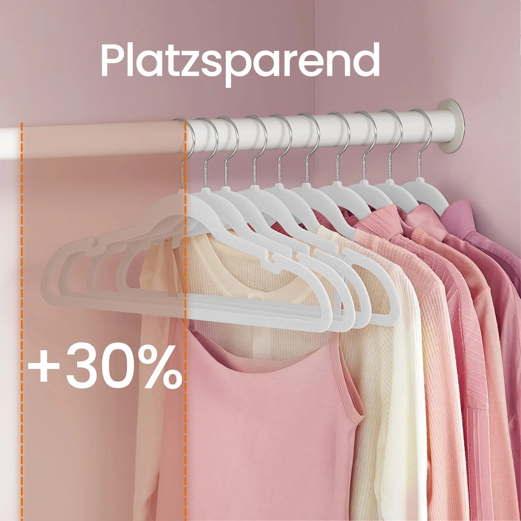 Conjunto de 50 cabides Cabides de veludo antiderrapantes brancos