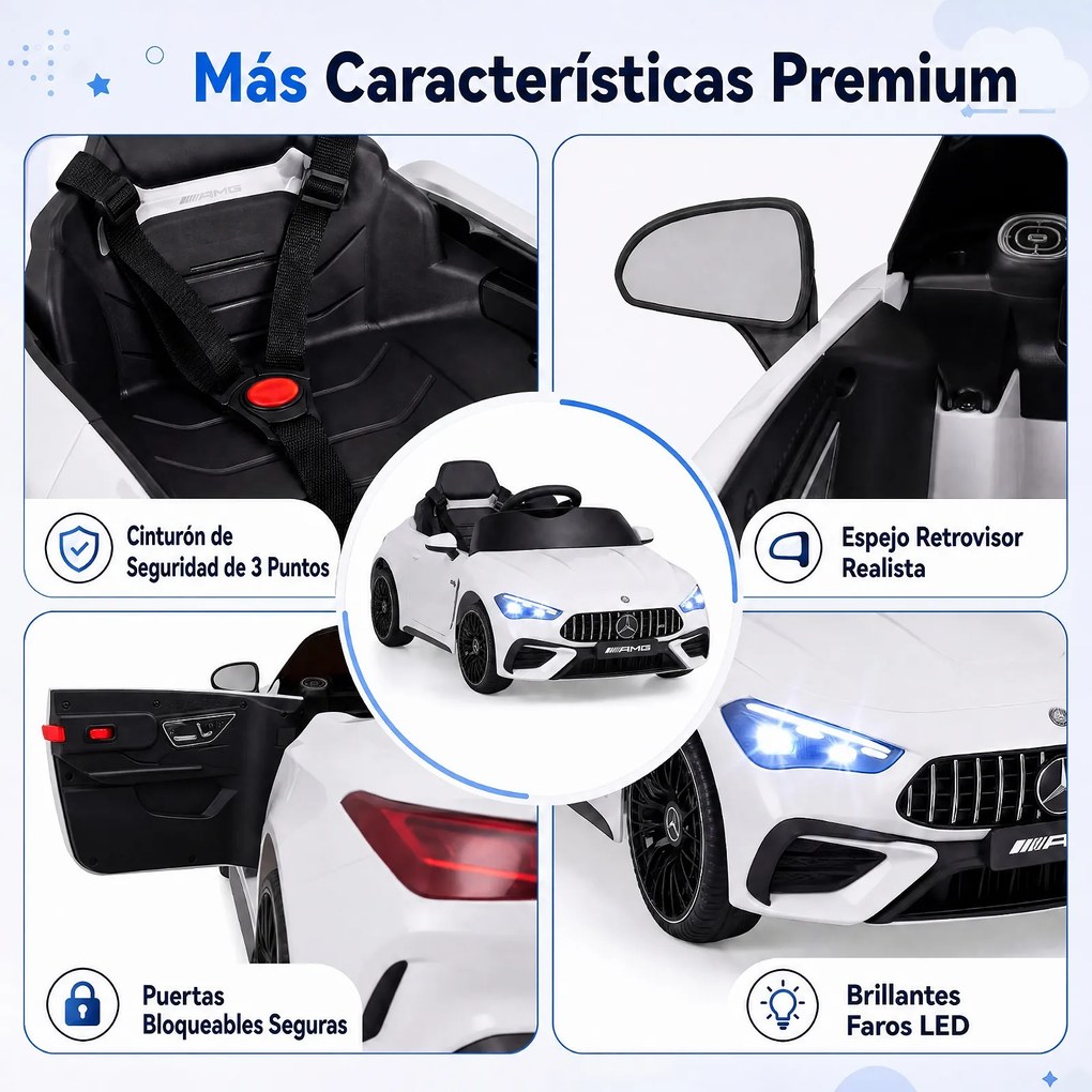 Carrinho Elétrico Infantil 2 a 5 anos até 25 kg, 99 x 54 x 43 cm, Comando à Distância, Branco