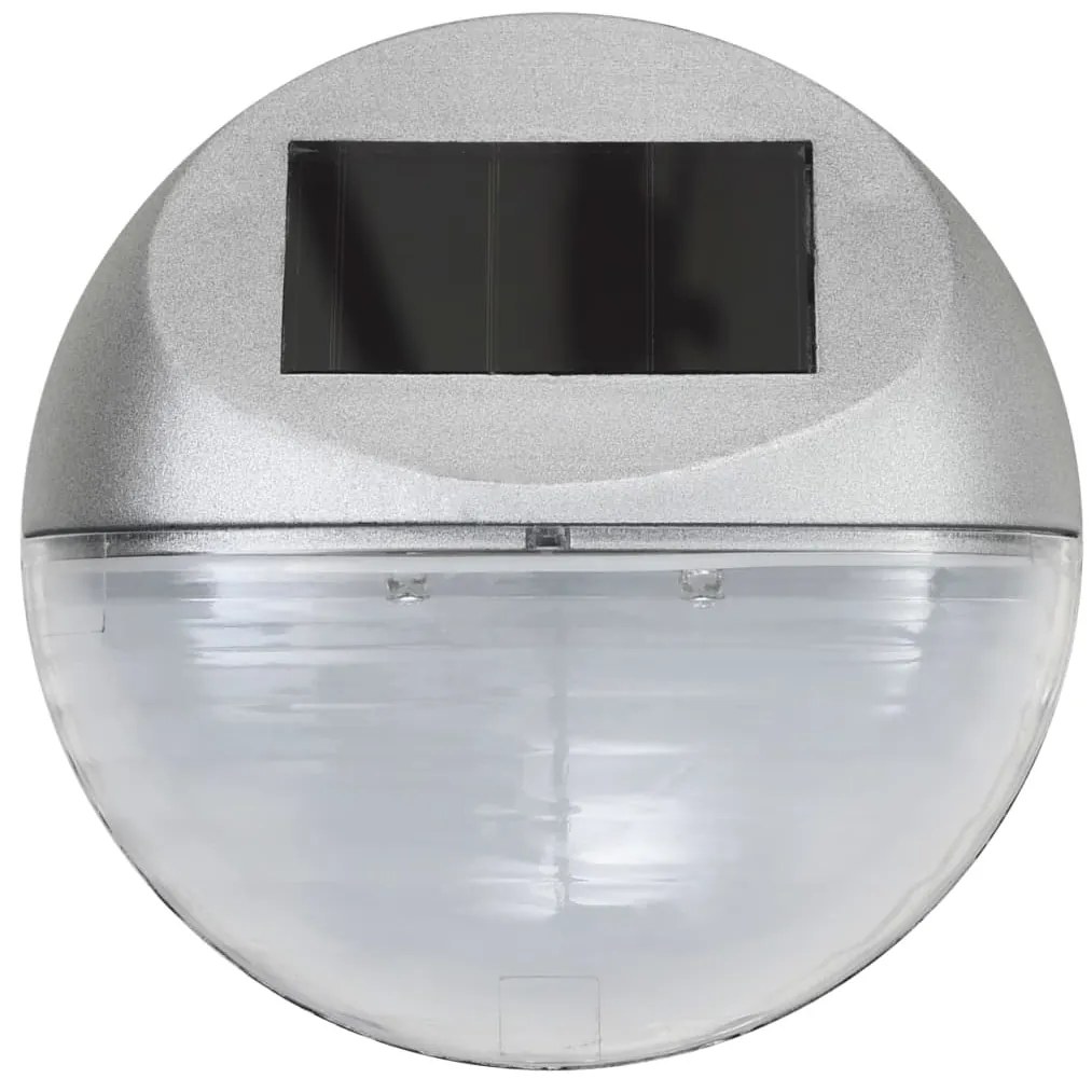 Candeeiro de parede solar LED exterior 12 pcs prateado redondo