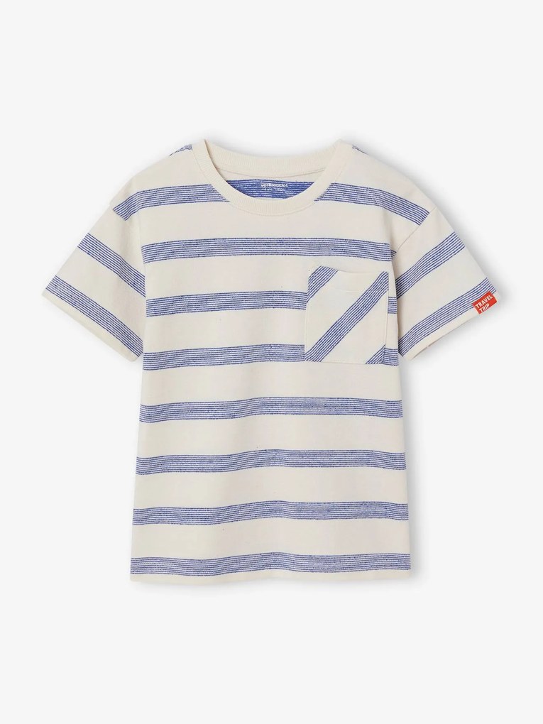 T-shirt grossa com efeito de favos para menino   riscas brancas