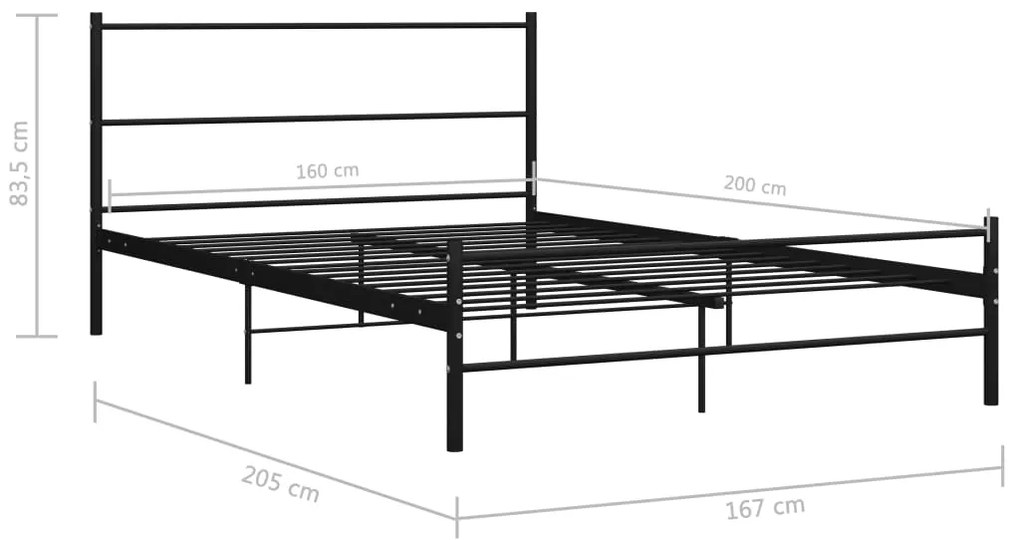 Estrutura de cama 160x200 cm metal preto