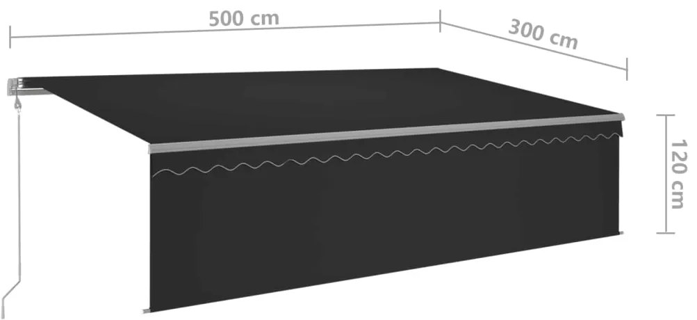 Toldo retrátil automático com estore 5x3 m antracite