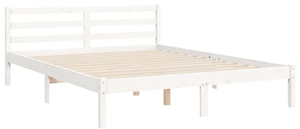 Estrutura de cama com cabeceira 140x200cm madeira maciça branco