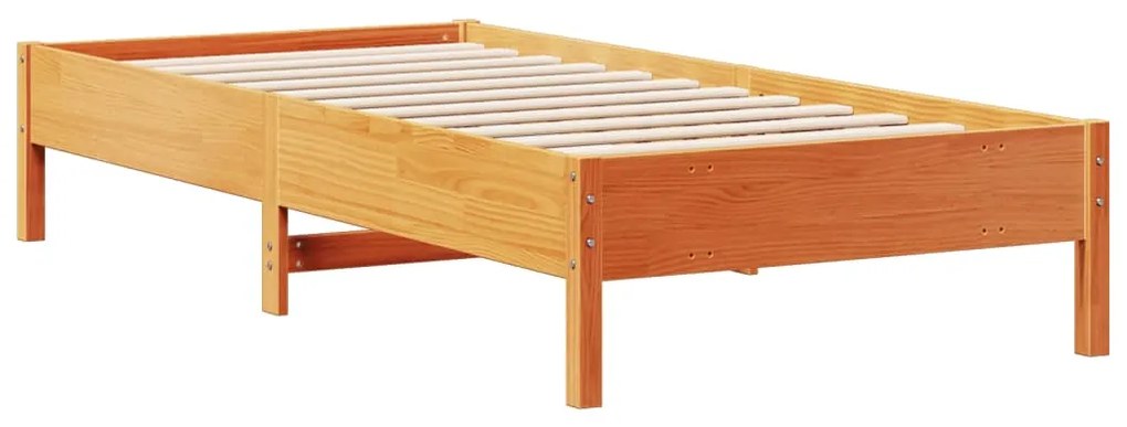 Cama com estante sem colchão 90x190cm pinho maciço castanho-mel