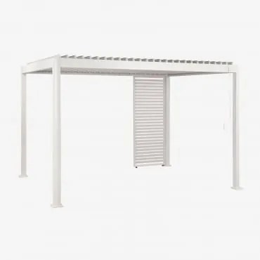 Pérgola Bioclimática De Alumínio Com Lâminas E Painel Druvia Gardénia Branco & Pérgula De 3x4 M Com 1 Painel De 92,5 Cm - Sklum