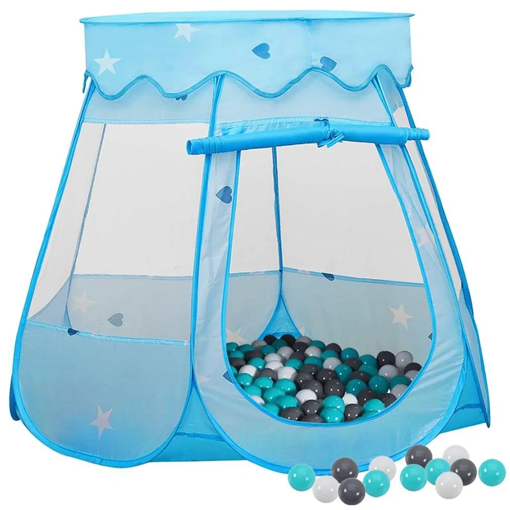 Tenda de brincar infantil com 250 bolas 102x102x82 cm azul