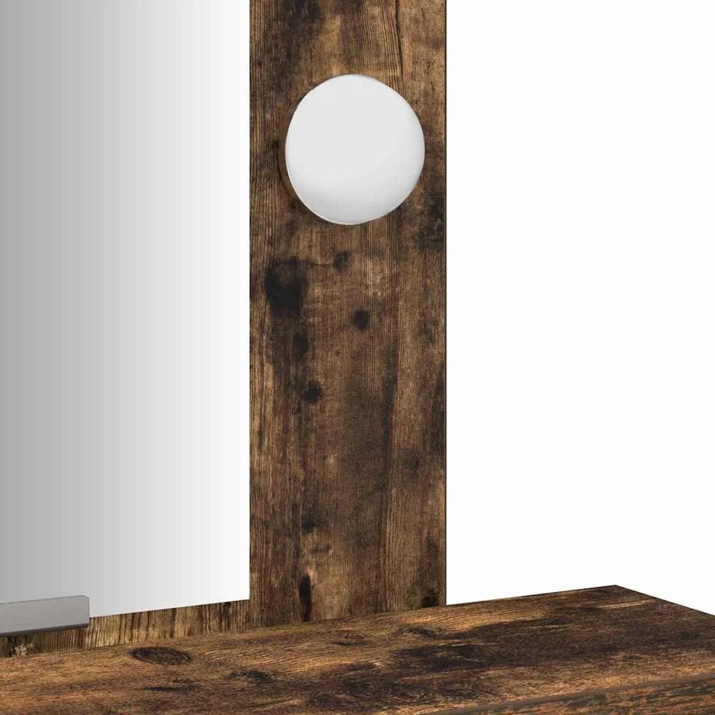Mesa de Maquilhagem vidaXL com Luzes LED Carvalho Fumado 50x41x140 cm