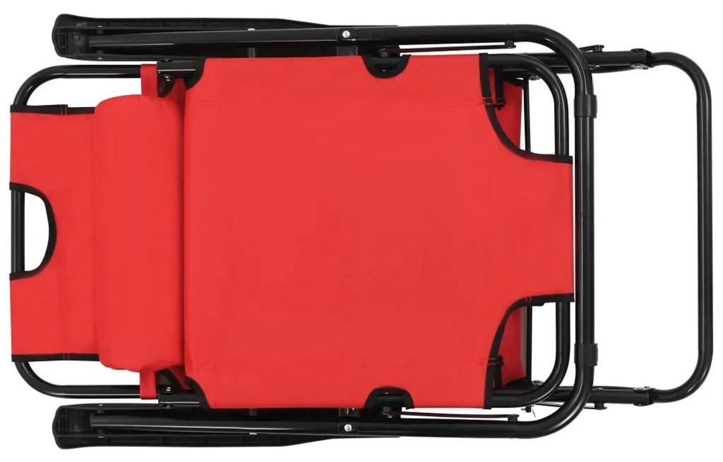 Espreguiçadeiras dobráveis c/ apoio de pés 2 pcs aço vermelho