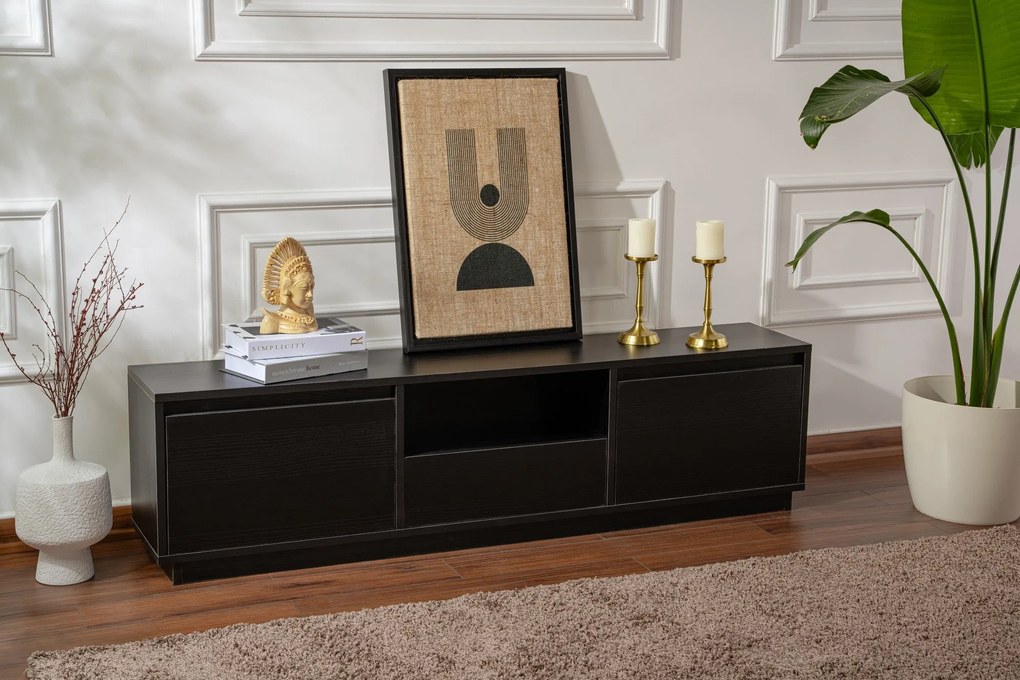Móvel para TV Vanguard – Preto Madeira – 160x42x29,5 cm