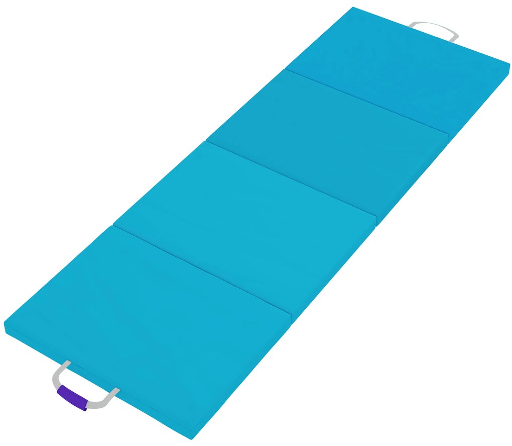 SPORTNOW Tapete de Ginástica Dobrável Tapete de Exercício com Pegas de Transporte e Bolsa 180x60x5 cm Azul e Roxo | Aosom Portugal