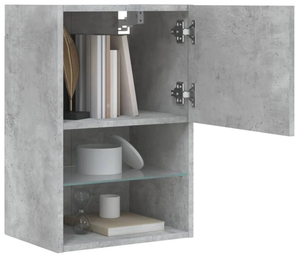 Móvel de TV com luzes LED 40,5x30x60 cm cinzento cimento