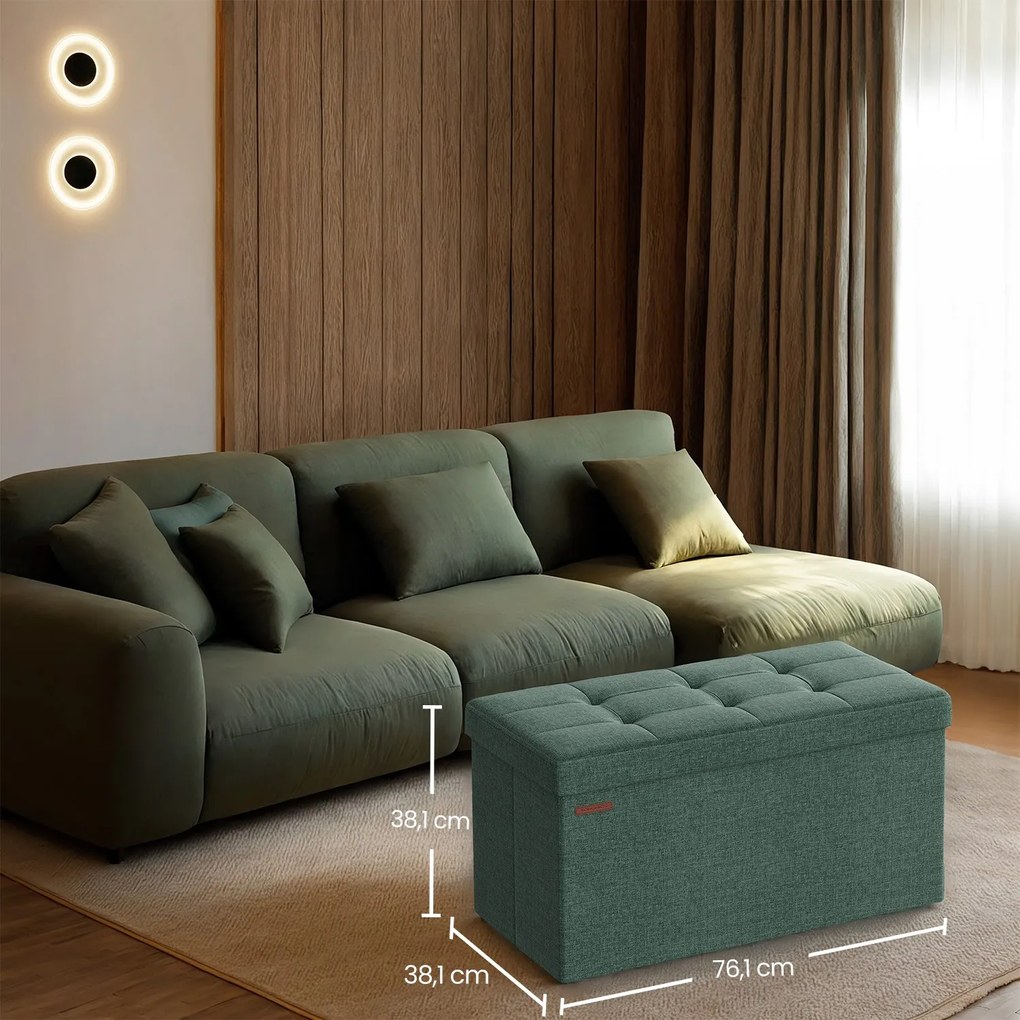 Banco com espaço de arrumação, banco-cama 38,1 x 76,1 x 38,1 cm Verde