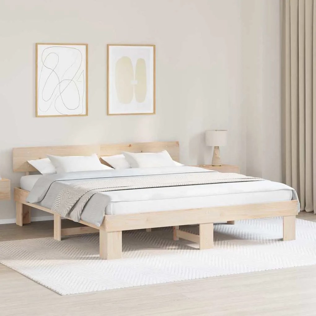 Estrutura da Cama com cabeceira Castanho 180 x 200 cm