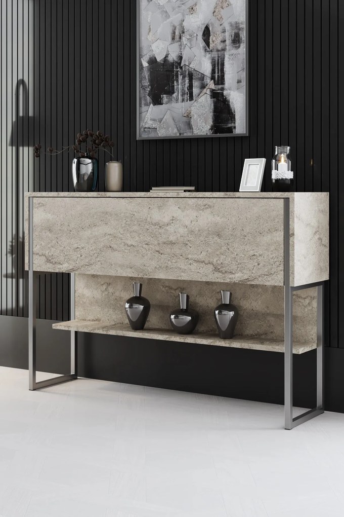 Conjunto de Mobiliário de Sala de Estar Luxe – Travertine Silver – Esp