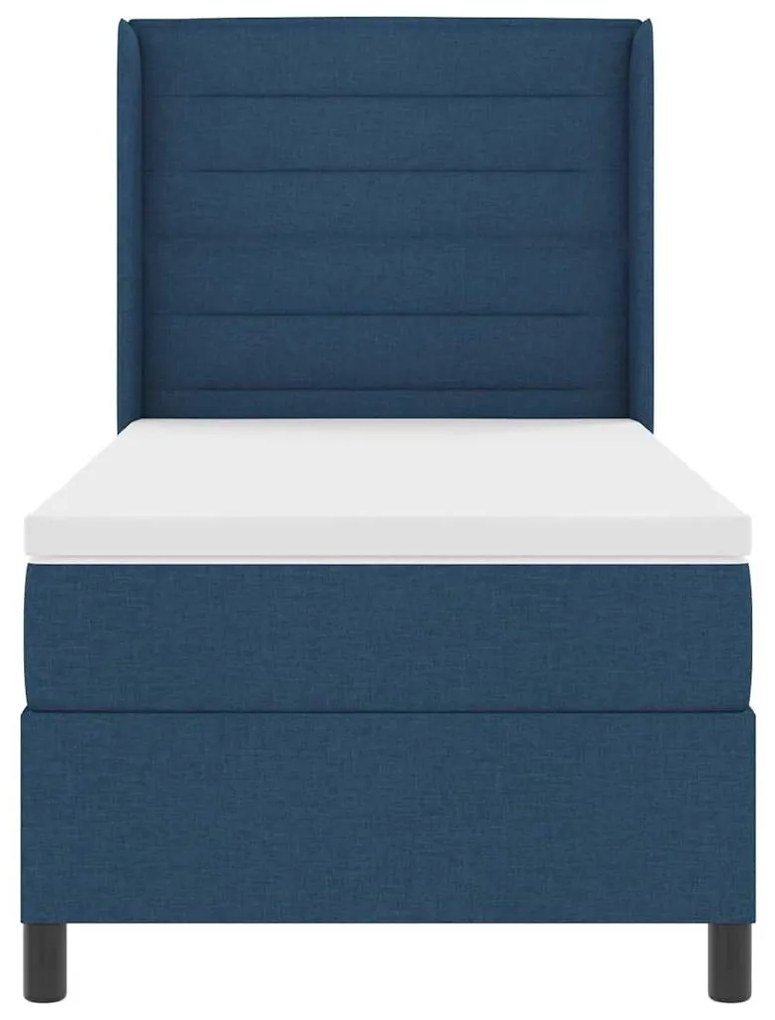 Cama Box com Colchão e LED Azul 90x200 cm, Tecido