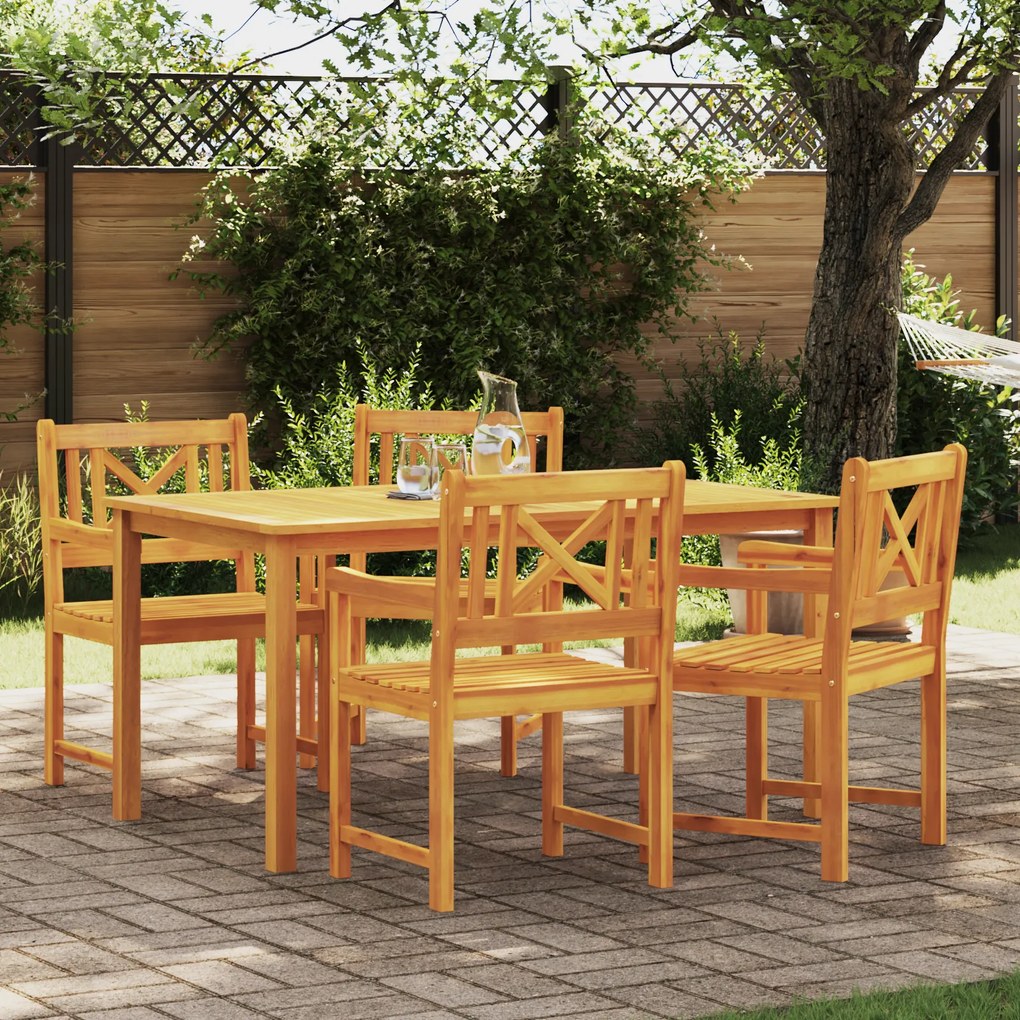 vidaXL Conjunto de Jantar de Jardim com 5 Peças em Madeira Sólida de Acácia