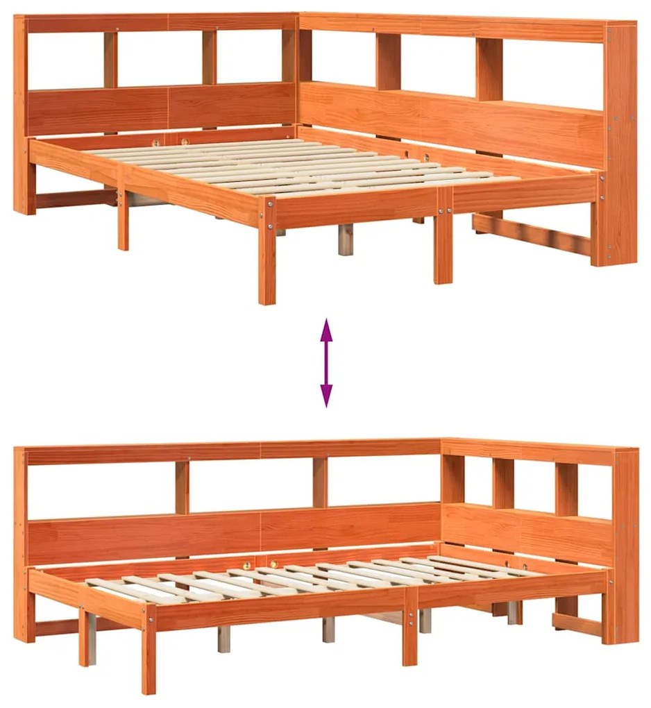 Cama com estante sem colchão 135x190 cm pinho maciço