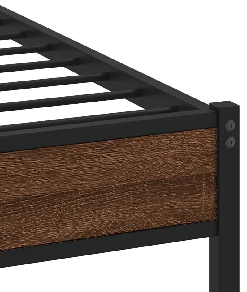 Estrutura de cama sem colchão 90x200 cm metal carvalho castanho