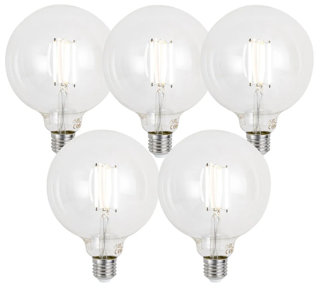 Conjunto de 5 lâmpadas LED E27 inteligentes reguláveis G125 transparente 7W 806 lm 2700-6500K Zigbee