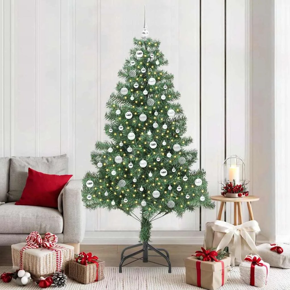 vidaXL Árvore de Natal com 300 LEDs com suporte Verde 210 cm PVC