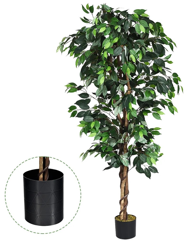 Planta Artificial com Pote 1008 Folhas e Haste Natural Perfeita para Decoração de Jardins Casa Verde 180 cm