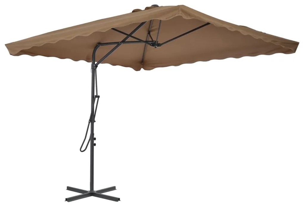 Guarda-sol exterior c/ poste em aço 250x250cm cinza-acastanhado