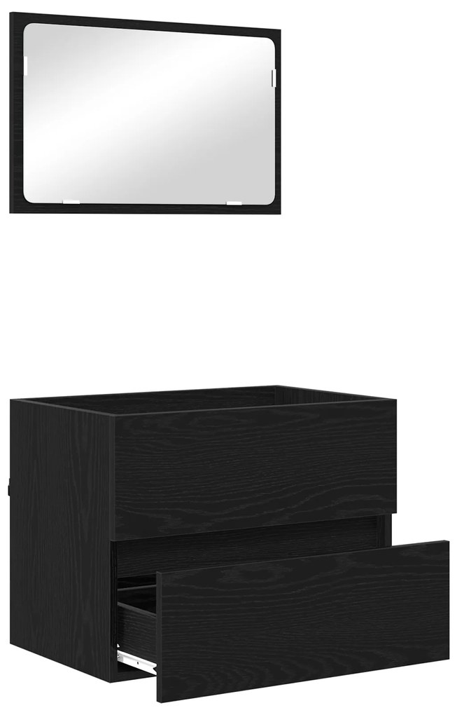 Conjunto de Móveis para Casa de Banho 2 Peças Carvalho Preto Madeira E