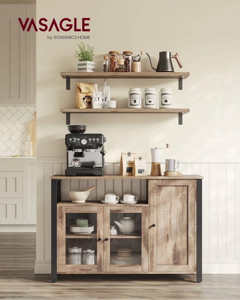 Aparador ou Armário de cozinha 33 x 110 x 75 cm com 3 portas em castanho-carvalho e preto