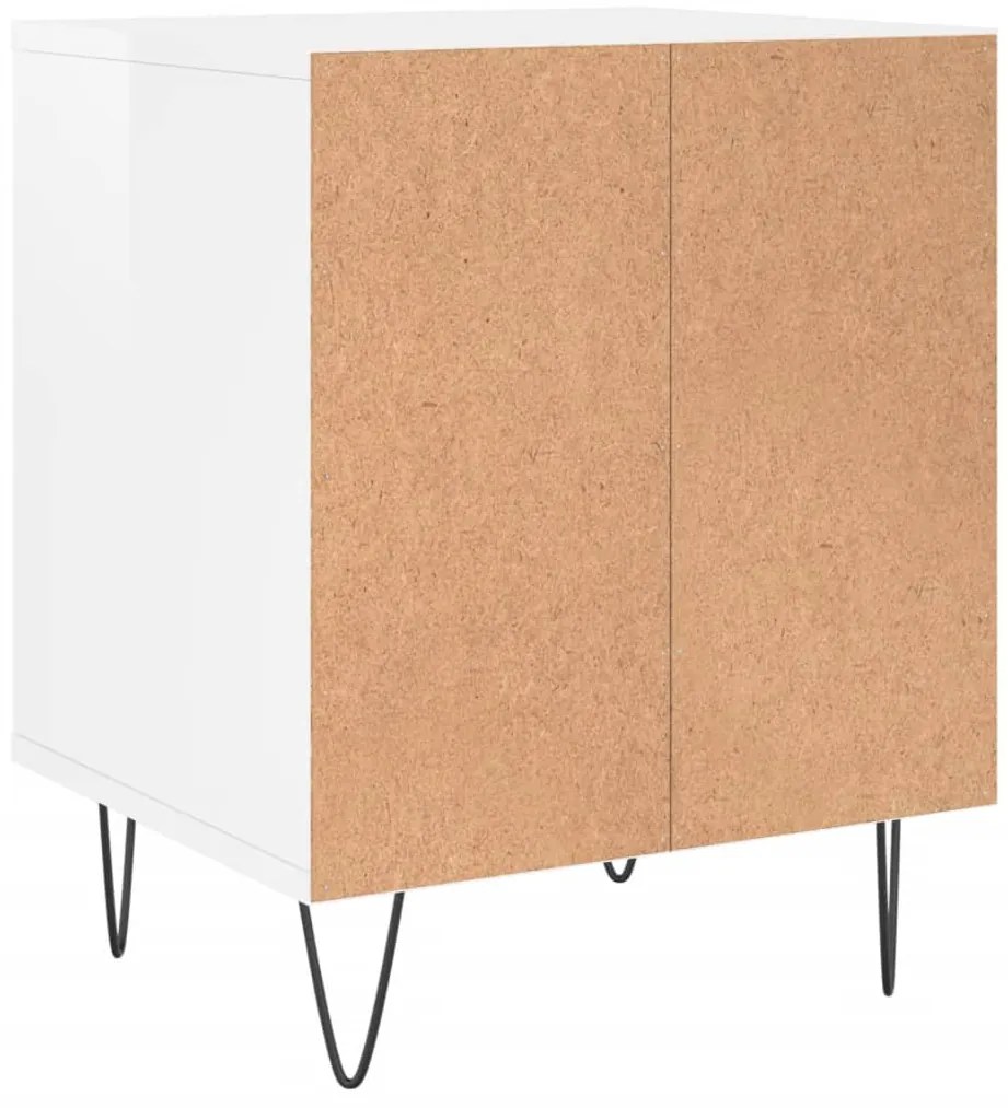 Mesa de cabeceira 40x35x50cm derivados madeira branco brilhante