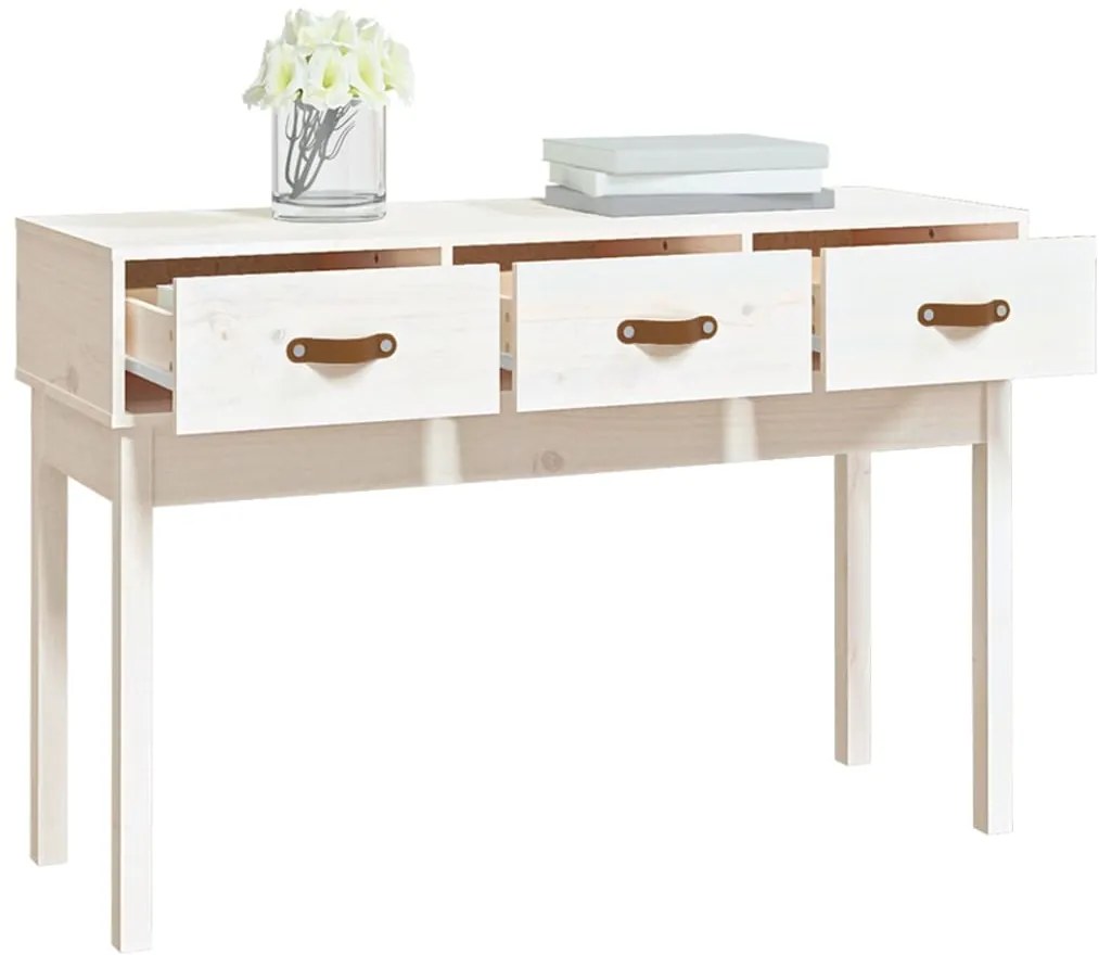 Mesa consola 114x40x75 cm pinho maciço branco