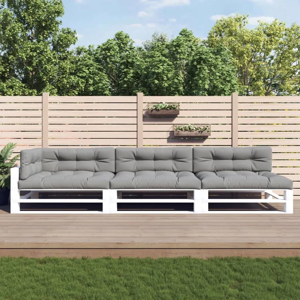 3188910 vidaXL Almofadões para móveis de paletes 7 pcs tecido cinzento