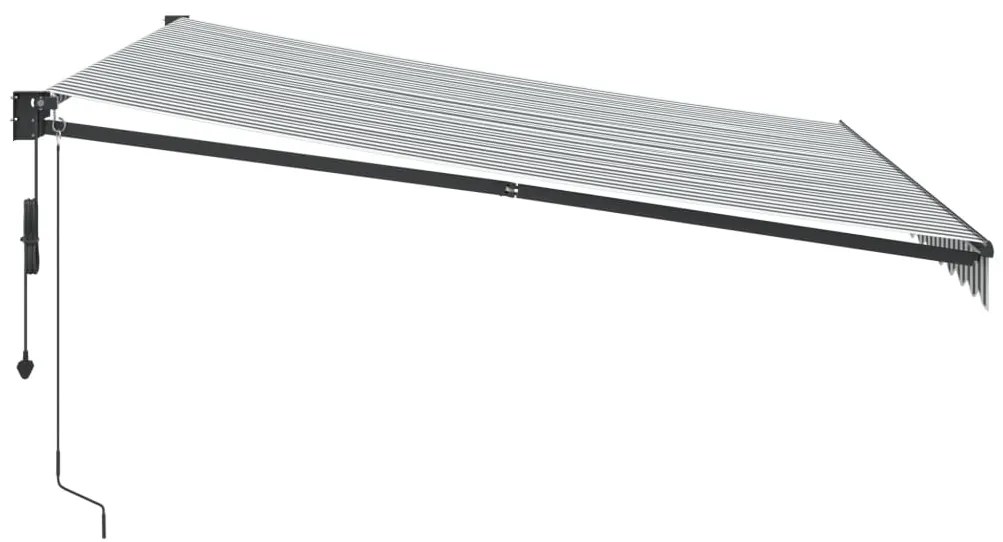 Toldo retrátil 4x3 m tecido e alumínio antracite e branco