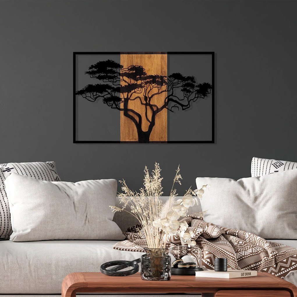 Acessório Decorativo de Parede Acácia – Nogueira e Preto – 90 x 58 cm
