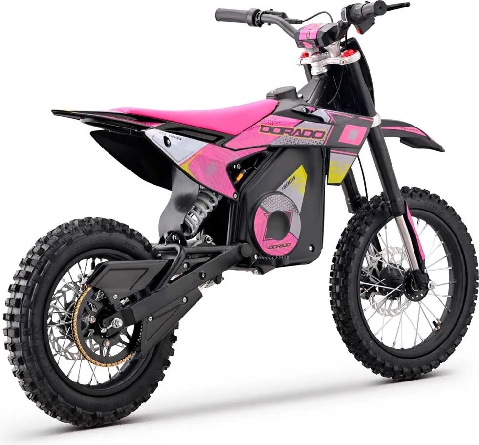 Mini moto elétrica para crianças velocidade até 38 km/h aprox. C/Limitador 1600W DORADO PD7 14/12" Rosa