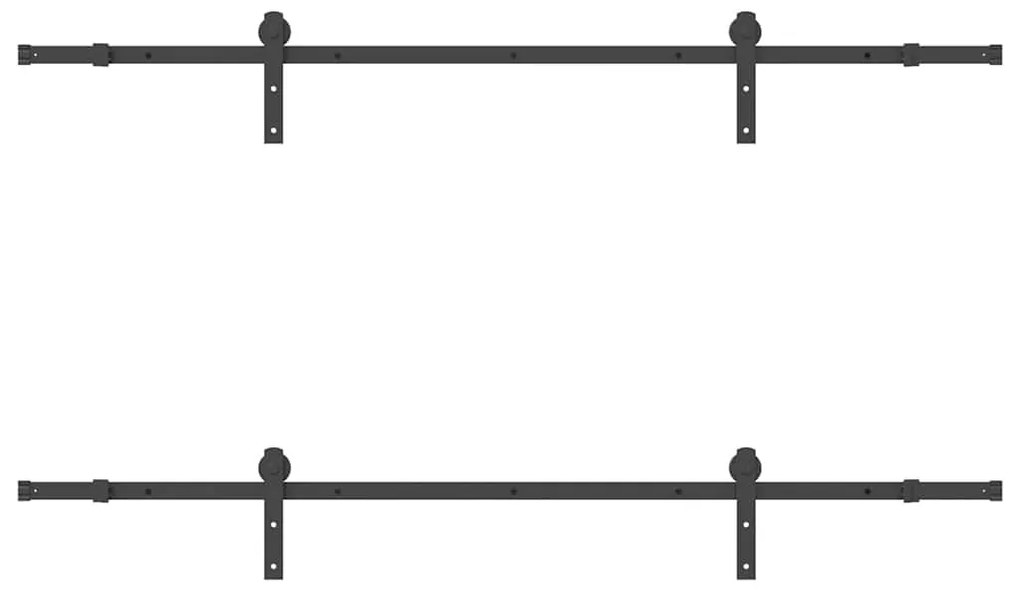 Kit de ferragens para porta deslizante 213,5 cm aço preto