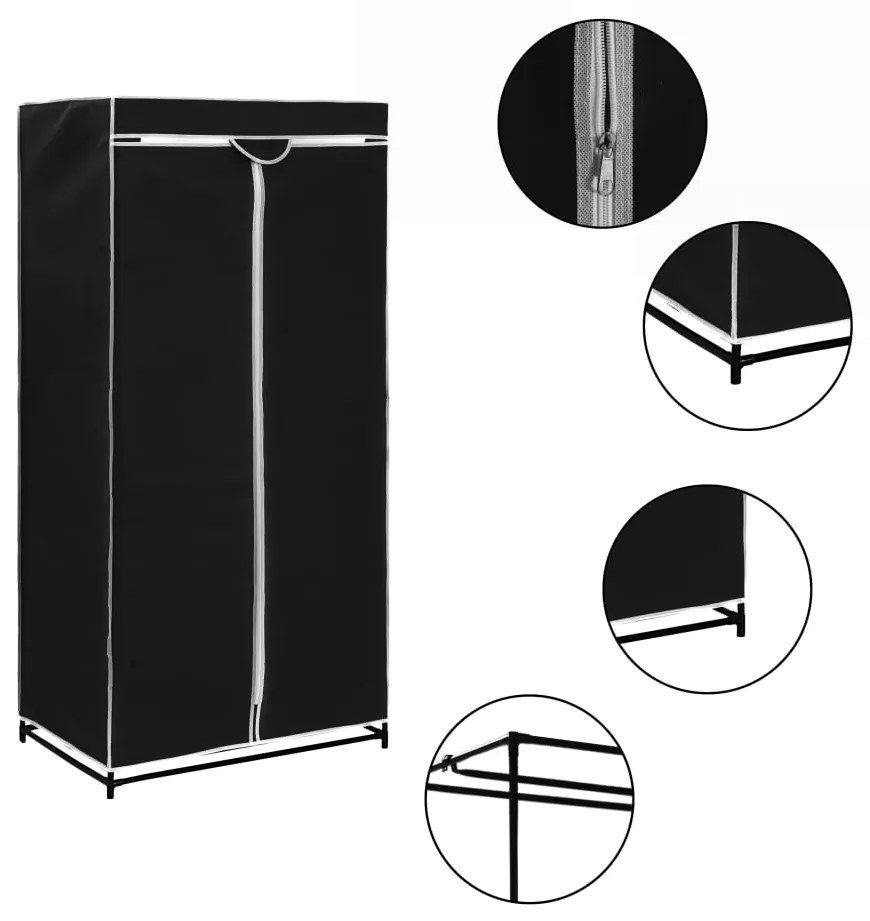 vidaXL Roupeiro 75x50x160 cm preto