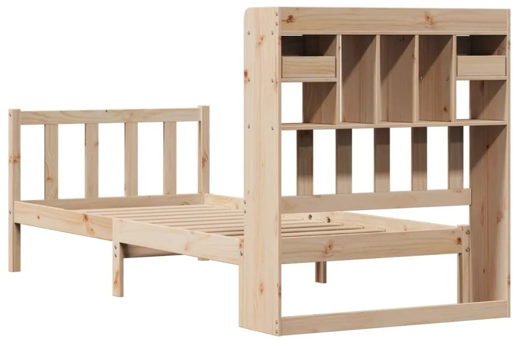 Cama com estante sem colchão 90x200 cm pinho maciço