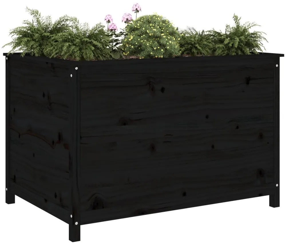 Canteiro elevado de jardim 119,5x82,5x78 cm pinho maciço preto