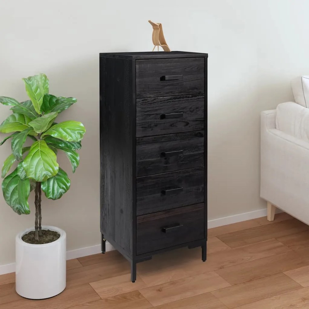 vidaXL Cómoda 42x35x110 cm pinho maciço preto