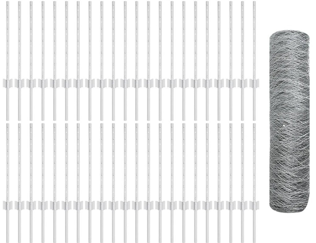 Postes de Cerca vidaXL 11 pcs U-Channel 60 cm Aço Galvanizado, Cerca H