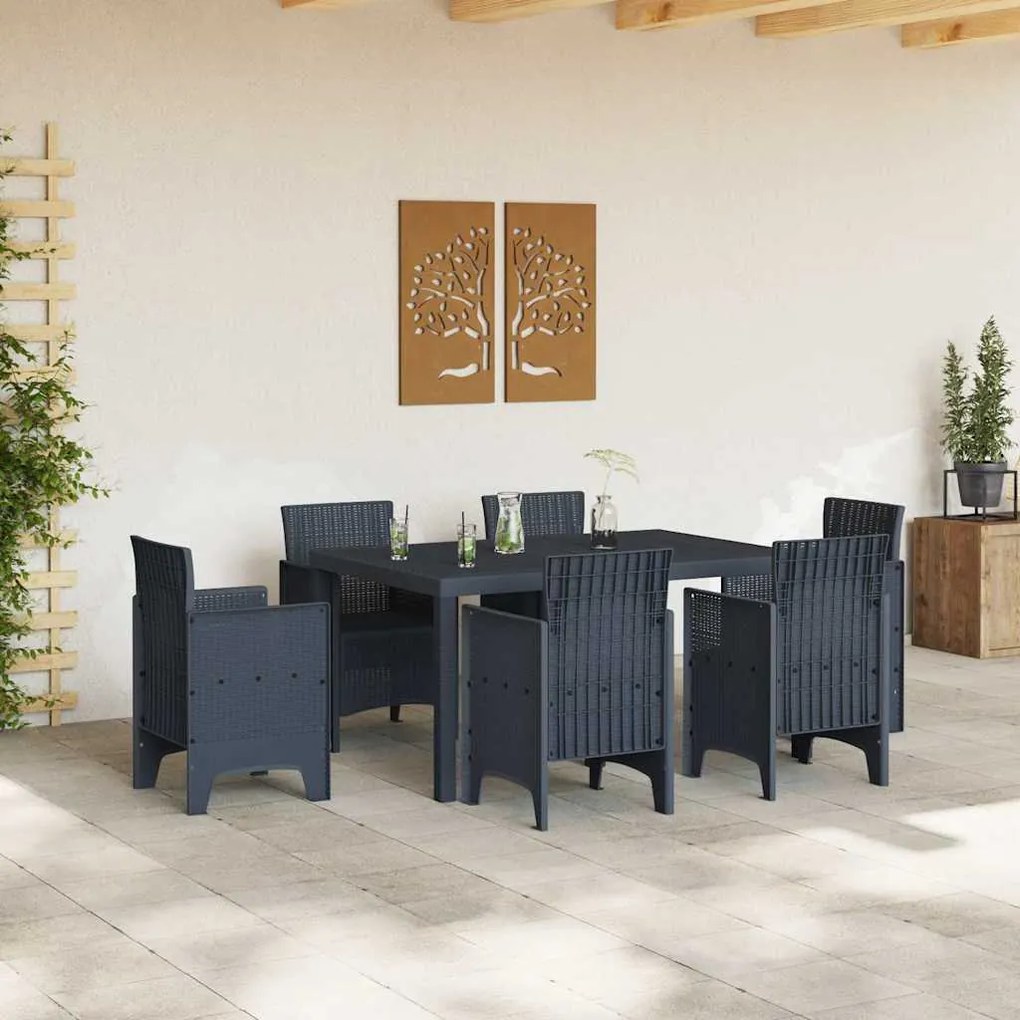 Mesa de Jardim Antracite 150x100x73 cm em Rattan Sintético