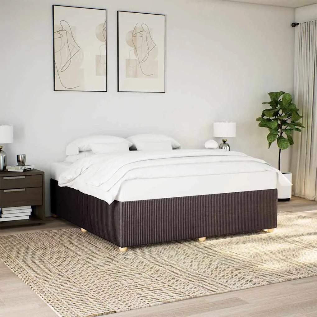 Estrutura de cama sem colchão 180x200 cm tecido castanho-escuro