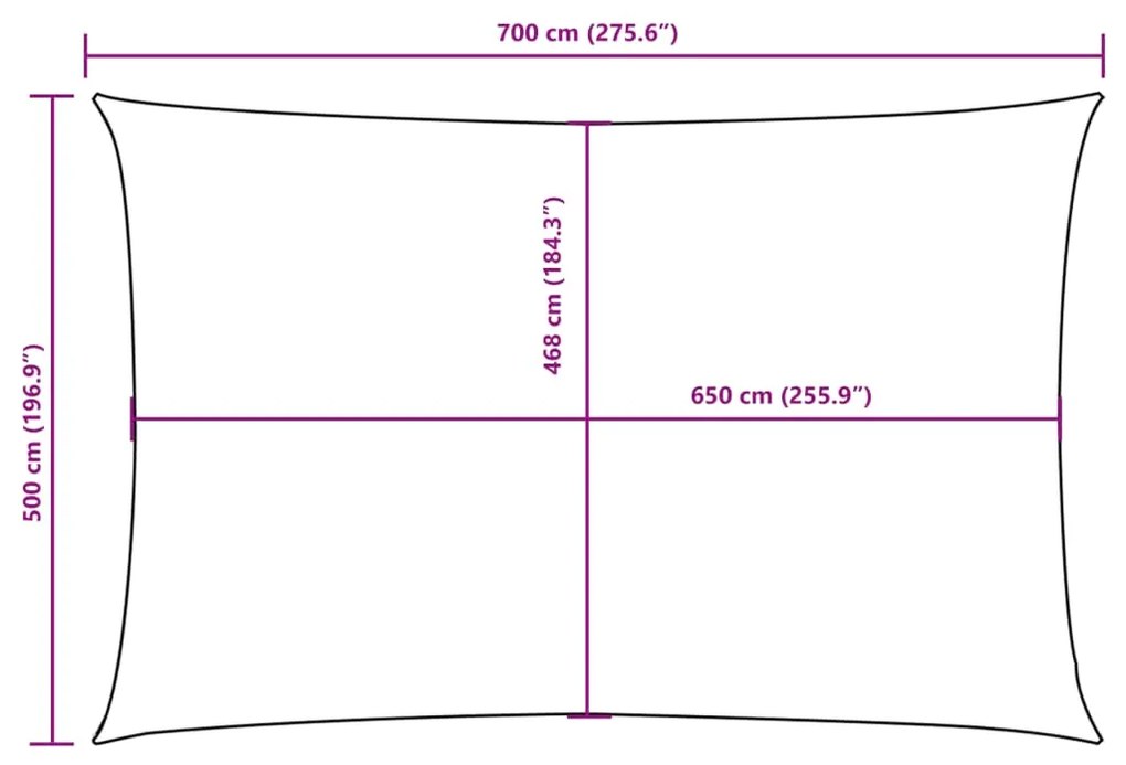 Para-sol estilo vela tecido oxford retangular 5x7 m branco