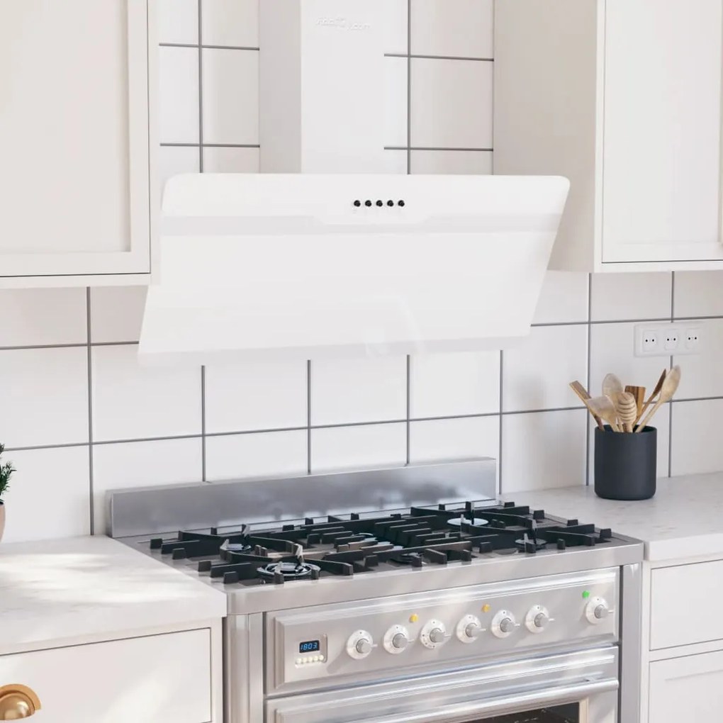 51670 vidaXL Exaustor de parede 90 cm aço e vidro temperado branco