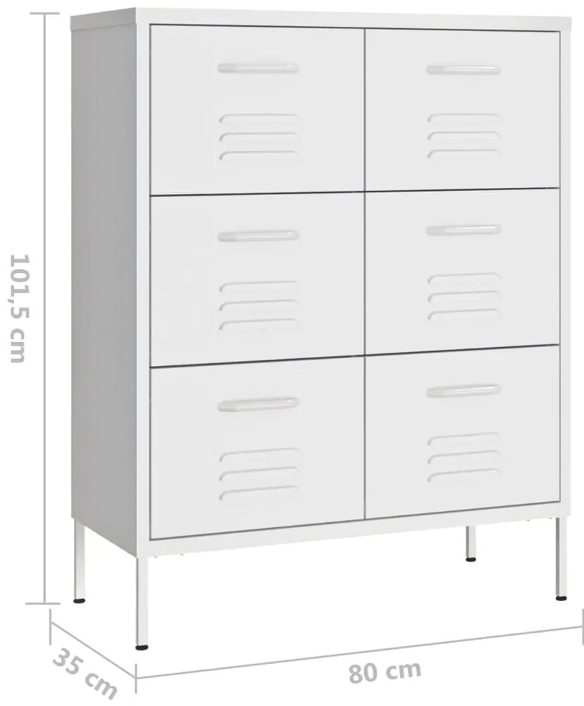 Armário com gavetas aço 80x35x101,5 cm branco